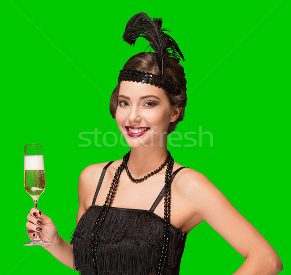 Art deco fiesta nina verde Screen estilo Foto stock © lithian