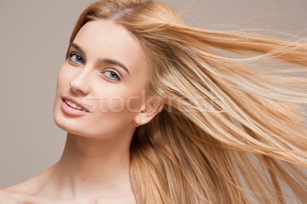 Stock foto: Erstaunlich · fließend · blond · Haar · Porträt · schönen