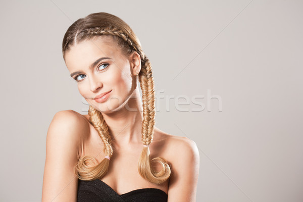 Loiro beleza saudável cabelo retrato surpreendente Foto stock © lithian