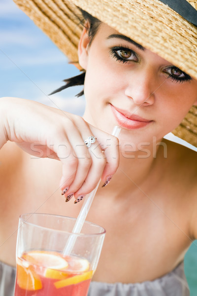 Férias de verão sentimento retrato belo jovem morena Foto stock © lithian