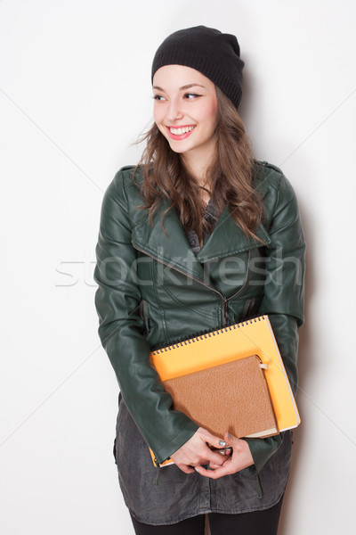 Cute estudiante nina hermosa jóvenes morena Foto stock © lithian