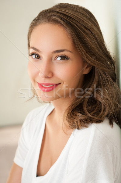 Lebarnult barna hajú szépség zárt portré nyár Stock fotó © lithian