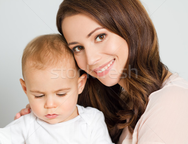 Foto stock: Belo · casal · retrato · jovem · mãe