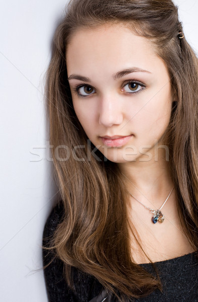 Closeup portrait of a brunette beauty. Stock photo © lithian