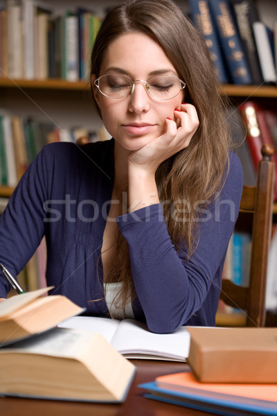 Beautiful young brunette student. Stock photo © lithian