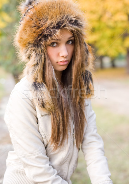 Cuteness in fur hat. Stock photo © lithian