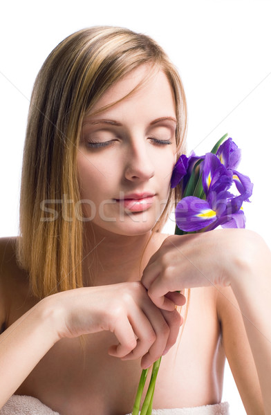 Merő fürdő szépség írisz virág portré Stock fotó © lithian