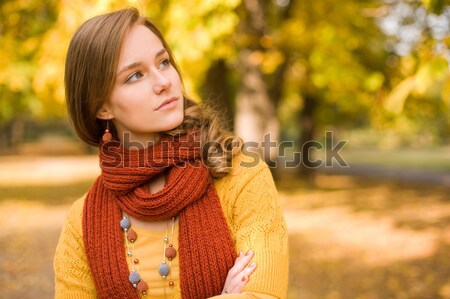 Fall fashion girl pondering. Stock photo © lithian