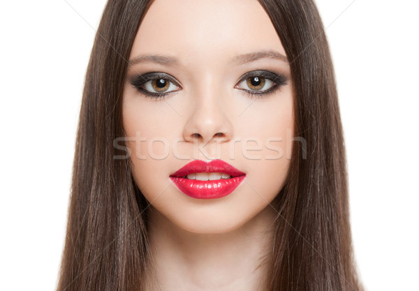 Foto stock: Make-up · menina · retrato · jovem · encantador