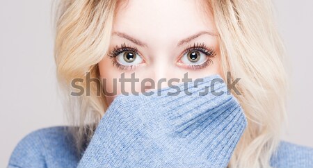 Invierno retrato rubio belleza azul claro nina Foto stock © lithian