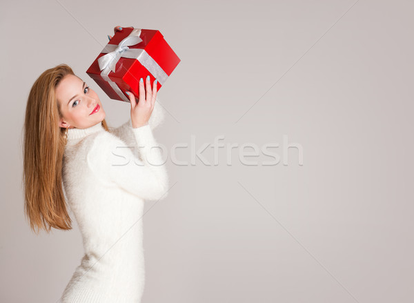 Foto stock: Natal · retrato · mulher · jovem