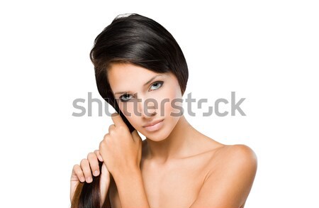 Brunette beauty with shiny healthy hair. Stock photo © lithian