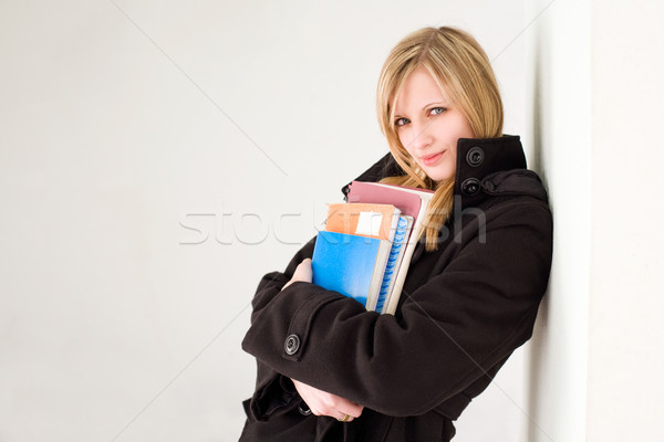 Beautiful young blond student girl. Stock photo © lithian