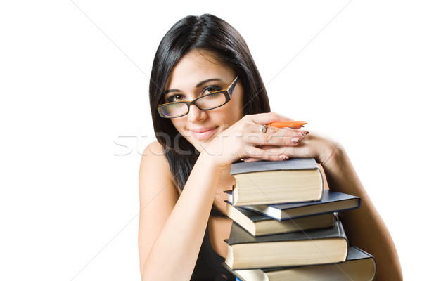 Pretty brunette student girl. Stock photo © lithian