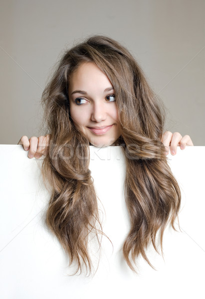 Stockfoto: Cute · jonge · brunette · teen · witte · banner
