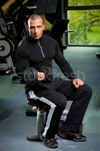 Trening siłowy portret atrakcyjny dopasować młody człowiek Zdjęcia stock © lithian