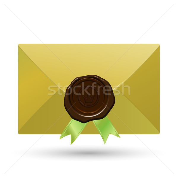 Umschlag Siegel grünen Bänder gelb abstrakten Stock foto © LittleCuckoo