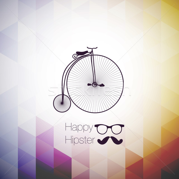 hipster mustag retro bicycle triangle background. Stock photo © LittleCuckoo