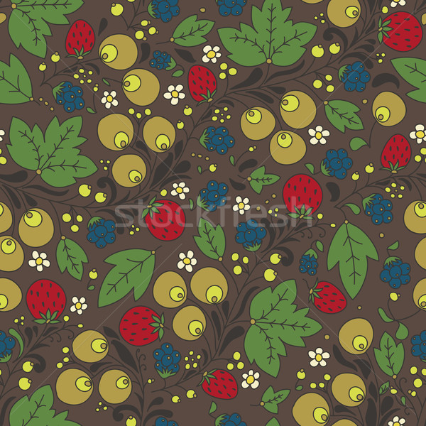 seamless vector pattern with strawberry, berry Stock photo © LittleCuckoo
