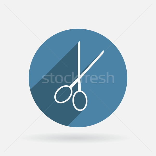 [[stock_photo]]: Ciseaux · cercle · bleu · icône · ombre · signe