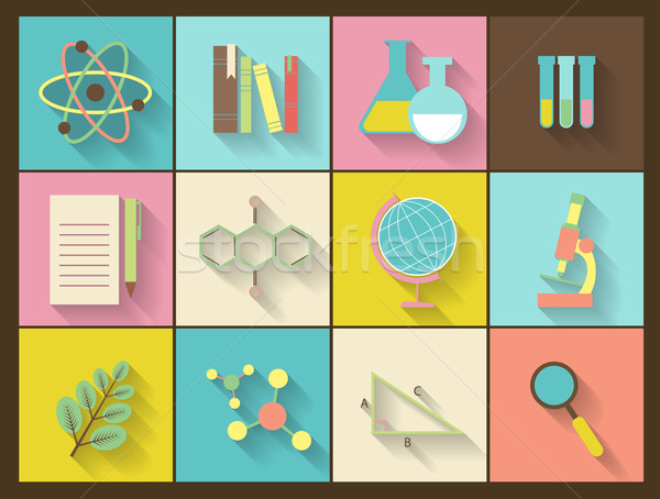 Set of flat education icons for design Stock photo © LittleCuckoo