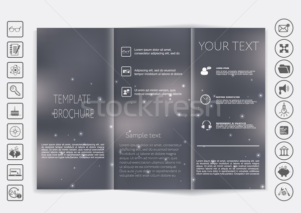 Tri-Fold Brochure mock up vector design. Smooth unfocused bokeh background.  Stock photo © LittleCuckoo