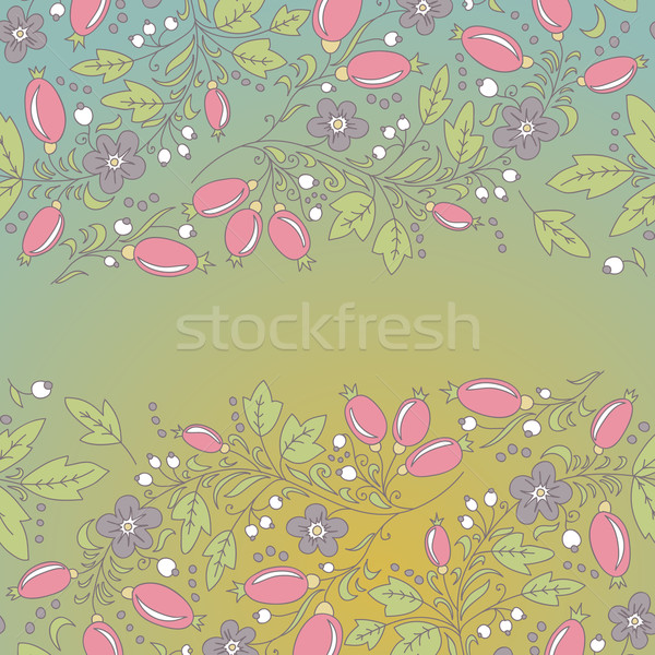 barberry border, hand-drawn berry pattern. Stock photo © LittleCuckoo