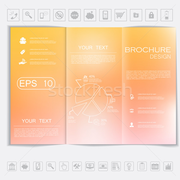 Tri-Fold Brochure mock up vector design. Smooth unfocused bokeh background.  Stock photo © LittleCuckoo