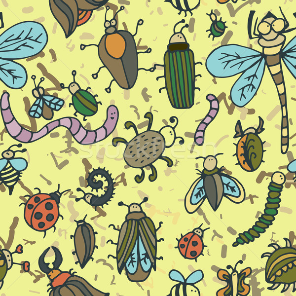 [[stock_photo]]: Cute · cartoon · insecte · modèle · été · texture