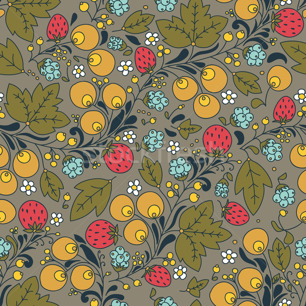 seamless vector pattern with strawberry, berry Stock photo © LittleCuckoo