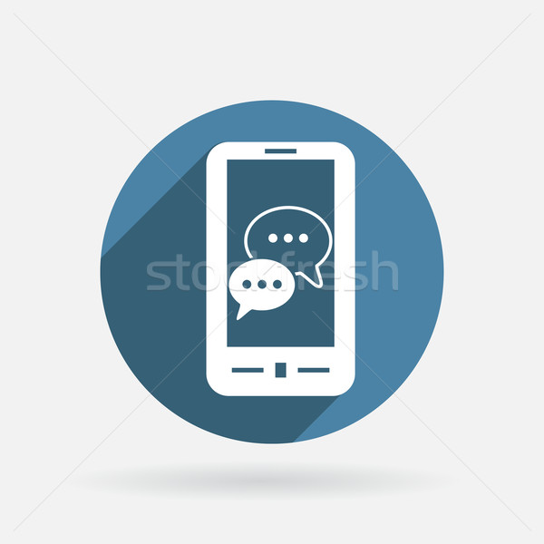 Wolke sprechen Dialog Smartphone Symbol Kreis Stock foto © LittleCuckoo