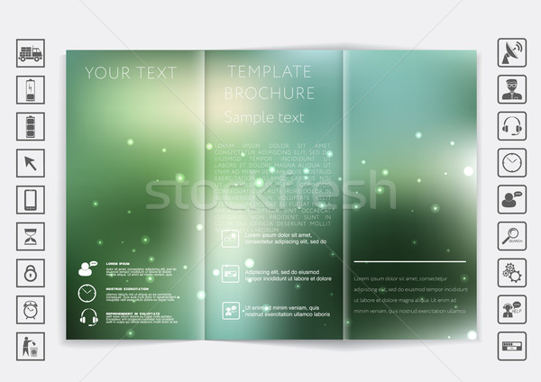 Tri-Fold Brochure mock up vector design. Smooth unfocused bokeh background.  Stock photo © LittleCuckoo