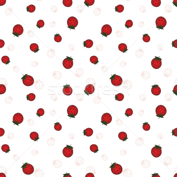бесшовный клубника Ягоды фрукты шаблон белый Сток-фото © LittleCuckoo