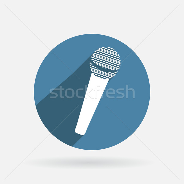 микрофона круга синий икона тень знак Сток-фото © LittleCuckoo