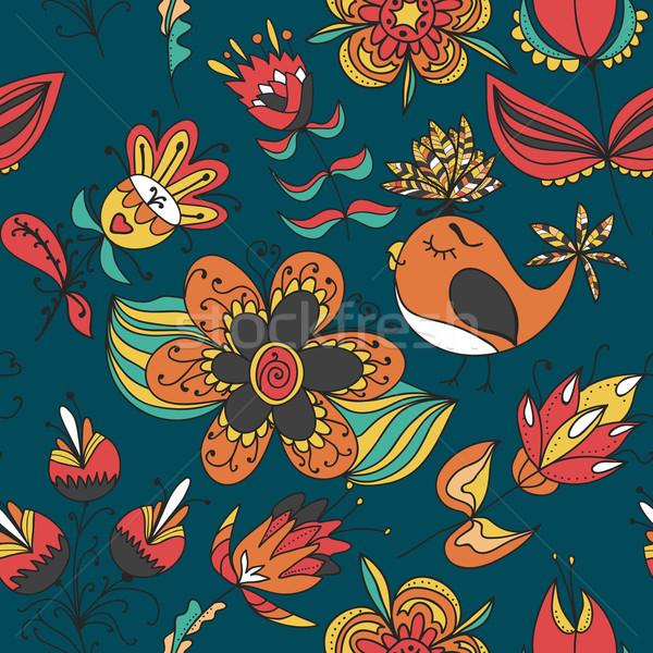 flowers and birds seamless texture pattern Stock photo © LittleCuckoo