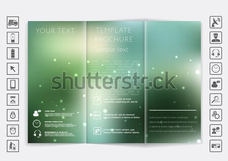 Tri-Fold Brochure mock up vector design. Polygonal background.  Stock photo © LittleCuckoo