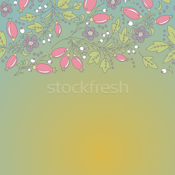 barberry border, hand-drawn berry pattern. Stock photo © LittleCuckoo