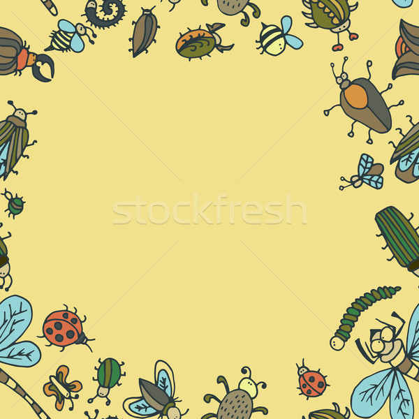 Bonitinho desenho animado inseto fronteira padrão verão Foto stock © LittleCuckoo
