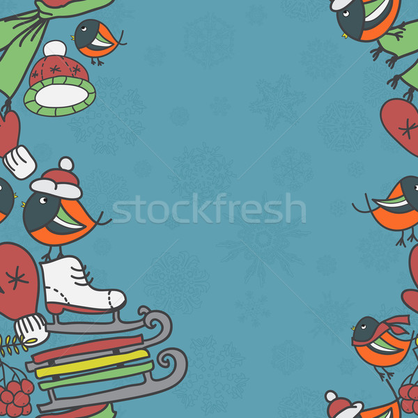 Tél végtelenített keret ujjatlan kesztyűk sapka korcsolya Stock fotó © LittleCuckoo