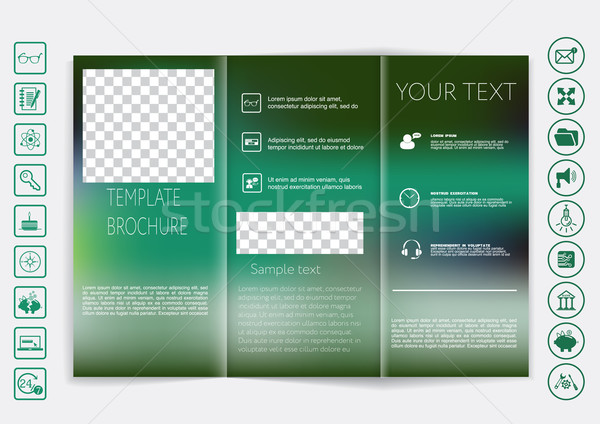 Tri-Fold Brochure mock up vector design. Smooth unfocused bokeh background.  Stock photo © LittleCuckoo