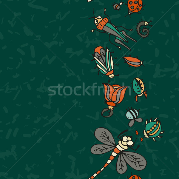 Cute cartoon insect border pattern. Summer concept background.  Stock photo © LittleCuckoo