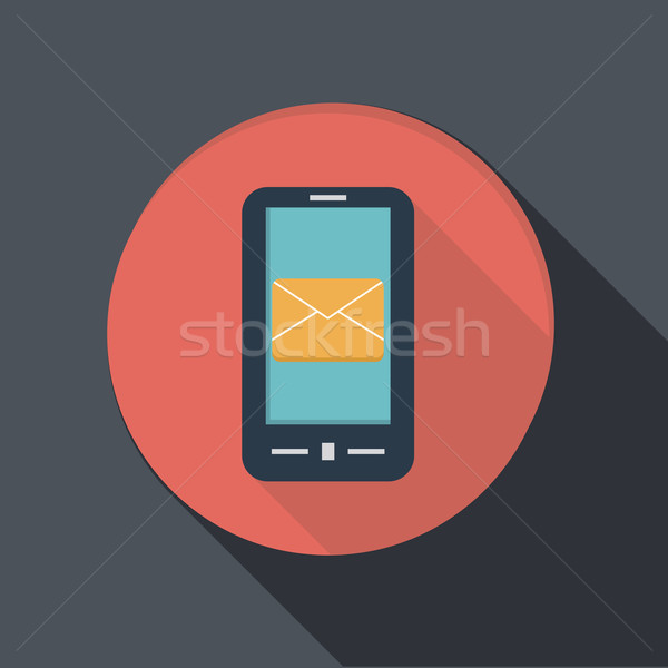 Stockfoto: Papier · icon · smartphone · post · envelop · schaduw