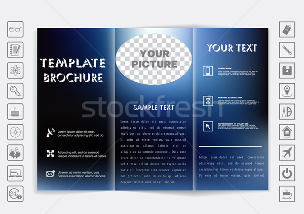 Tri-Fold Brochure mock up vector design. Blur background.  Stock photo © LittleCuckoo