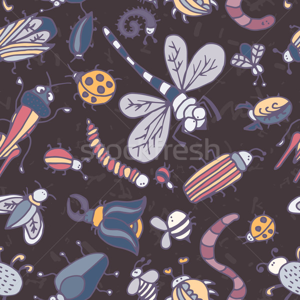 Cute cartoon insect pattern. Summer concept texture.  Stock photo © LittleCuckoo