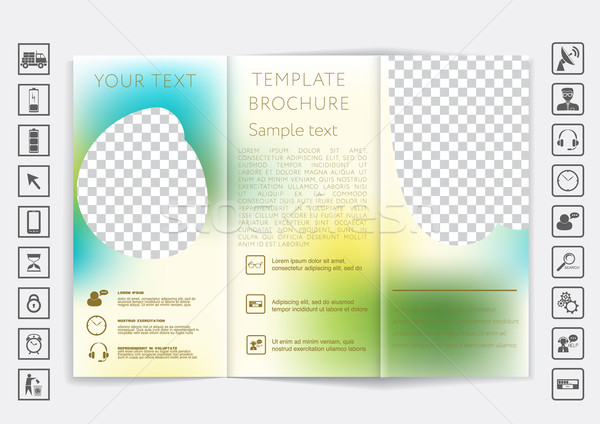 Tri-Fold Brochure mock up vector design. Smooth unfocused bokeh background.  Stock photo © LittleCuckoo