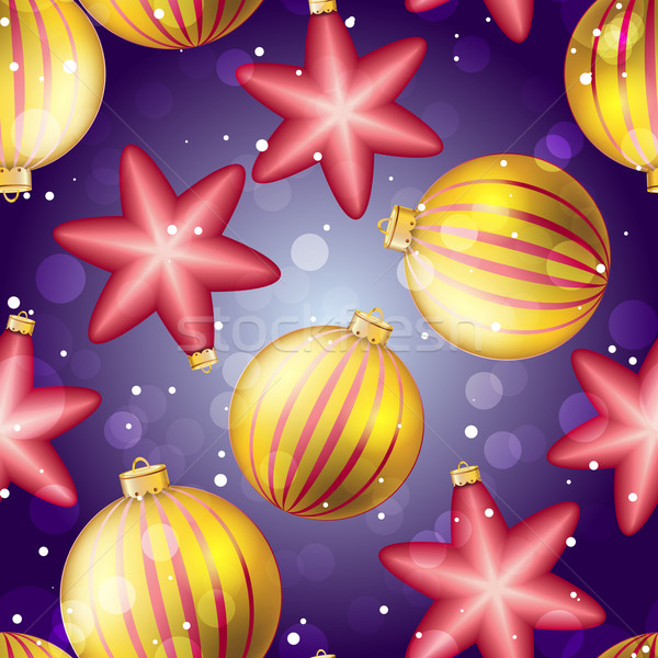 Stock photo: New Year pattern with Christmas ball. Sparkles and bokeh. Shiny and glowing