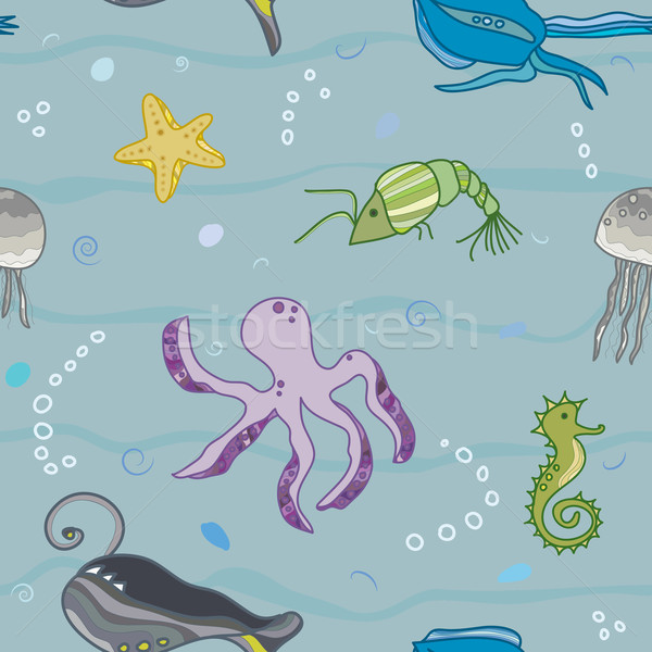 pattern with the inhabitants of  marine world Stock photo © LittleCuckoo