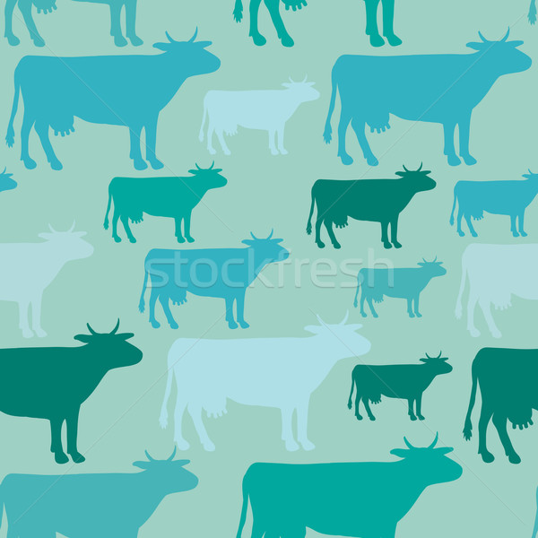 Azul vaca silhuetas vacas abstrato Foto stock © LittleCuckoo