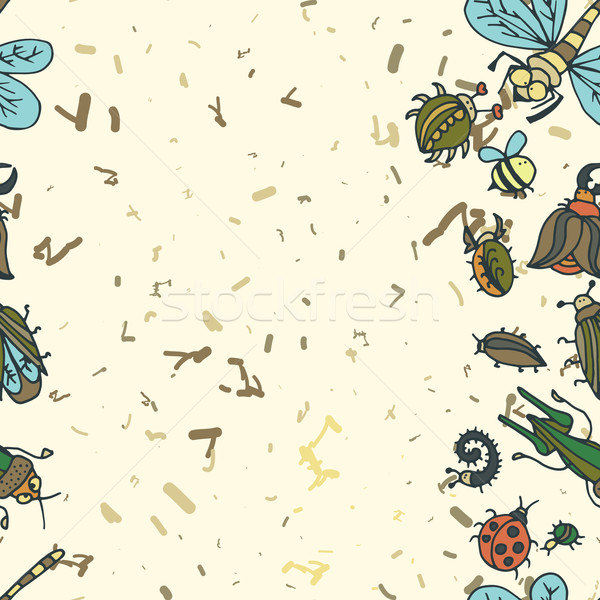 Cute cartoon insect border pattern. Summer concept background.  Stock photo © LittleCuckoo