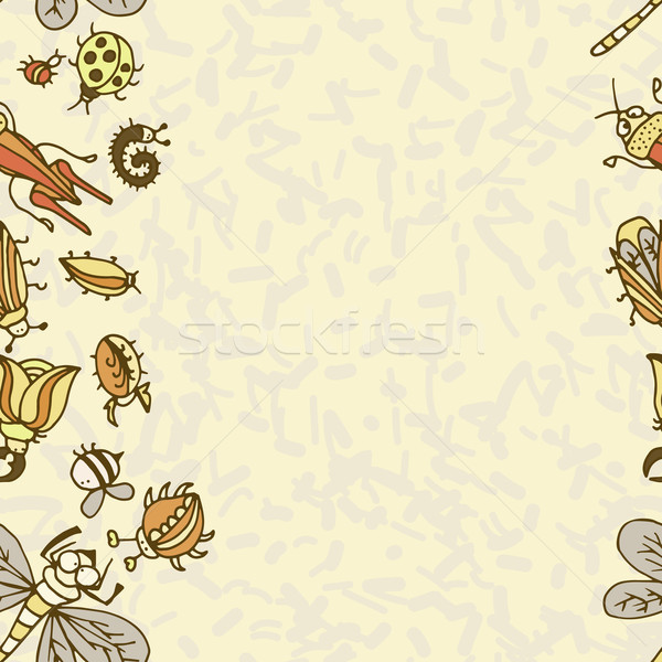 Cute cartoon insect border pattern. Summer concept background.  Stock photo © LittleCuckoo